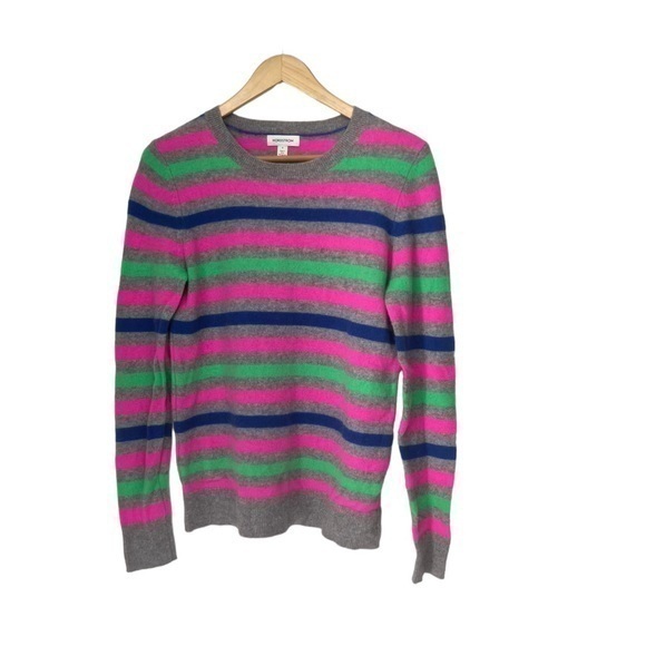 Nordstrom Multicolor Striped Cashmere Crewneck Long Sleeve Pullover Sweater Sz S - Picture 1 of 5